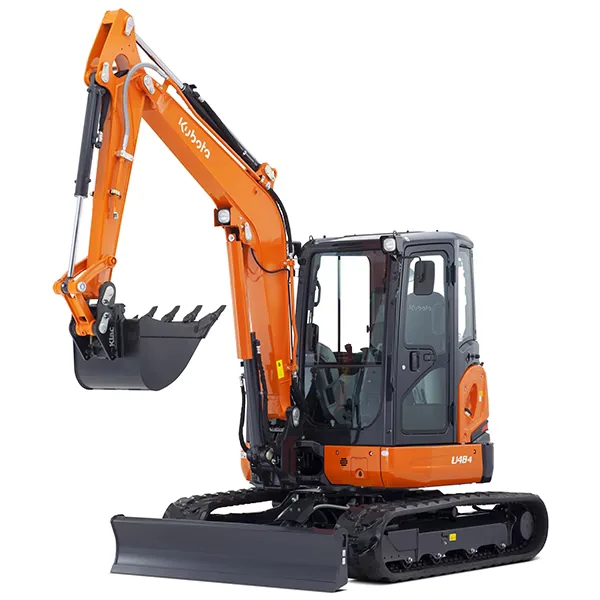 Kubota U48-4 minigraver med lukket hytte, belter og planeringsskjær